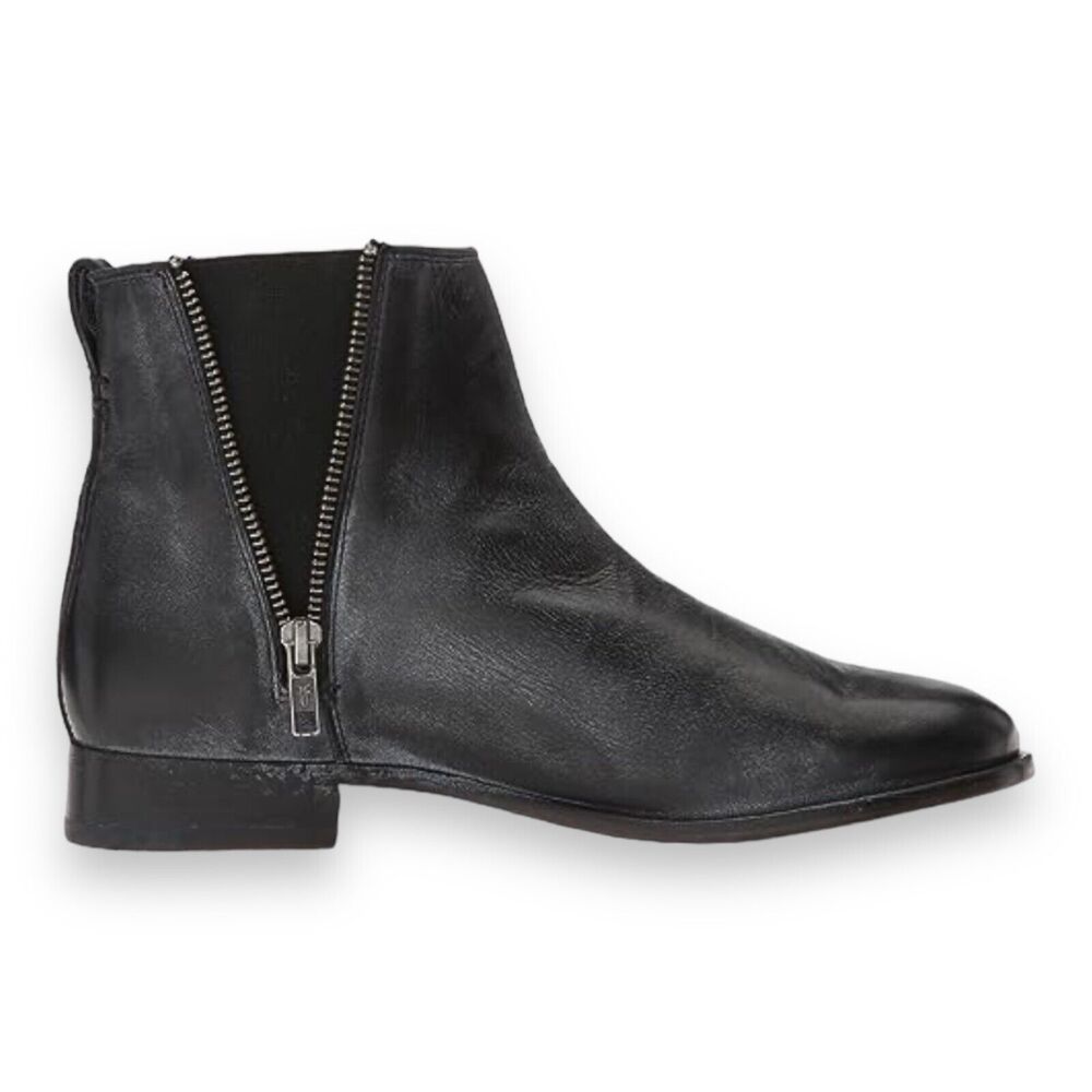 Frye Black Zipper Ankle Booties